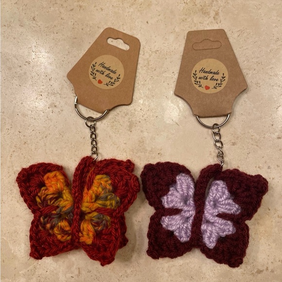 Lot of 10 3D Crochet butterfly Keychains ornament - Picture 3 of 7